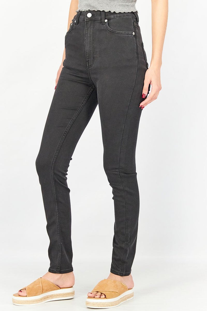 Weekday Women Skinny Fit High Waist Denim Jeans, Black - Image 3