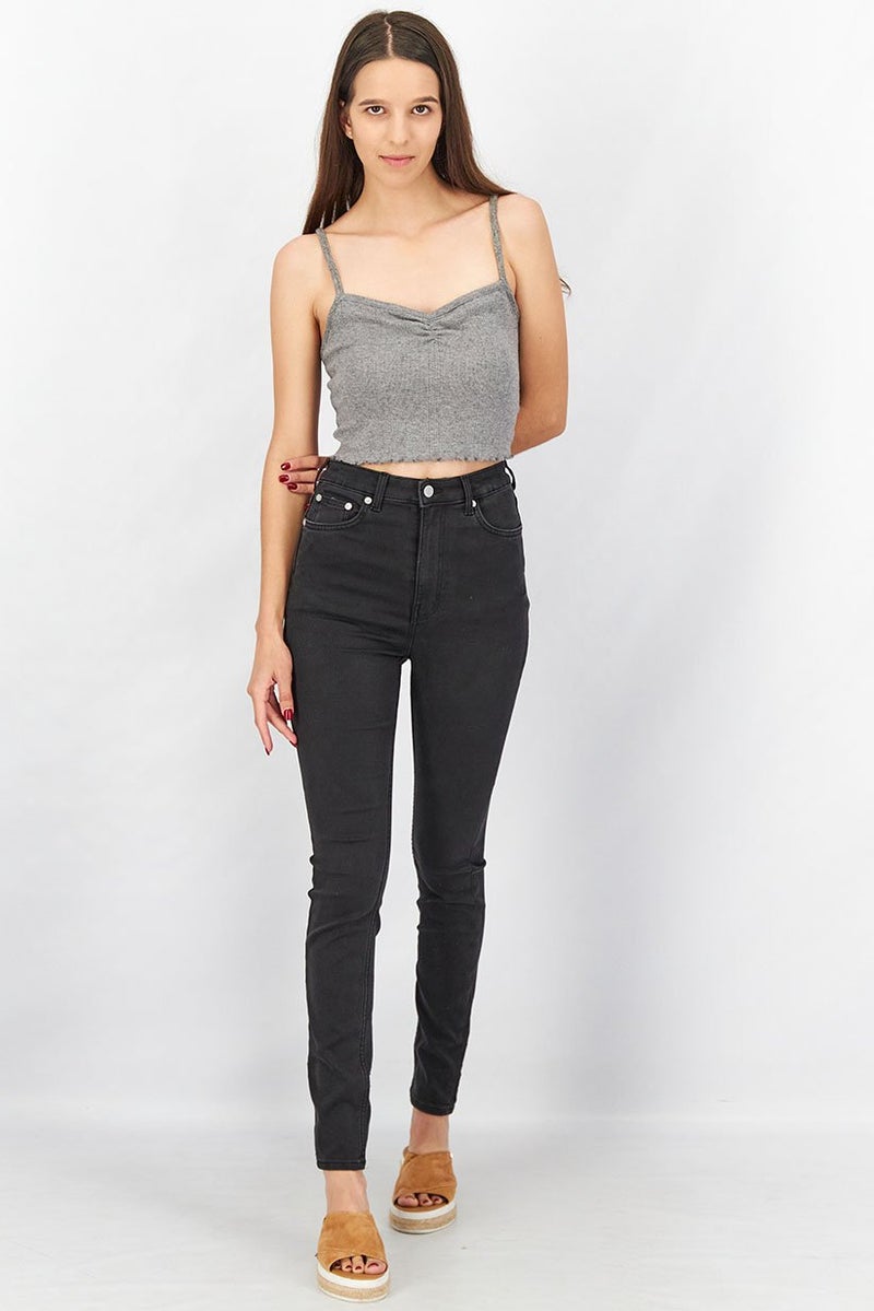 Weekday Women Skinny Fit High Waist Denim Jeans, Black - Image 2