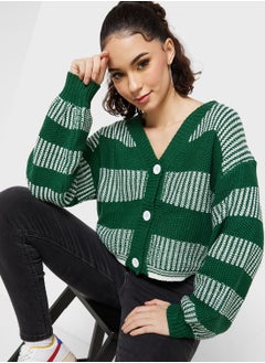 Striped Intarsia Cardigan