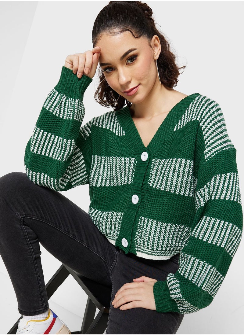 Ginger - Striped Intarsia Cardigan - Image 1