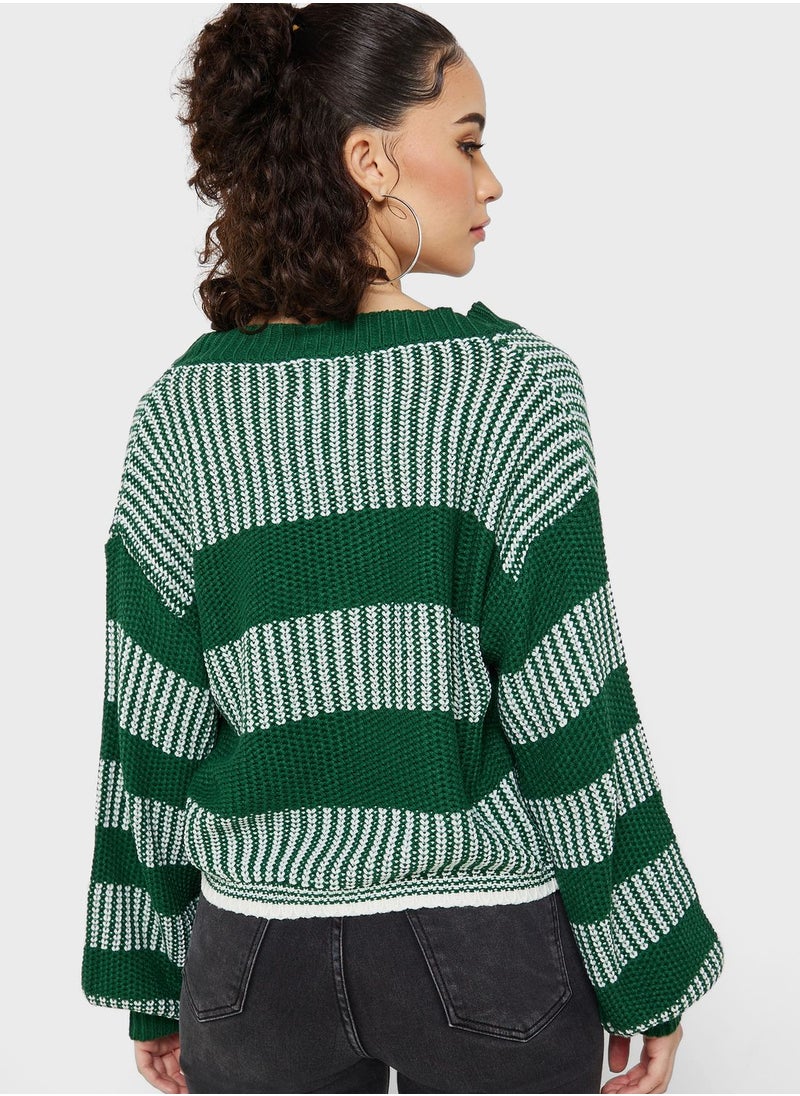 Ginger - Striped Intarsia Cardigan - Image 1