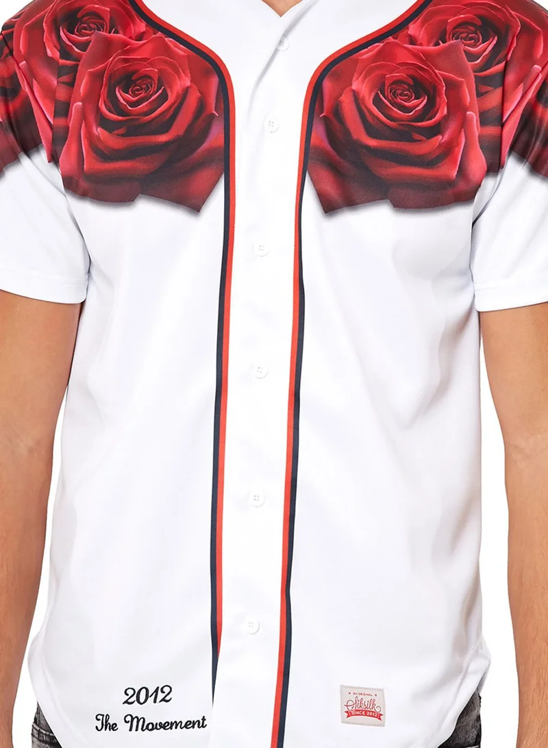 SikSilk Red Rose Baseball Jersey