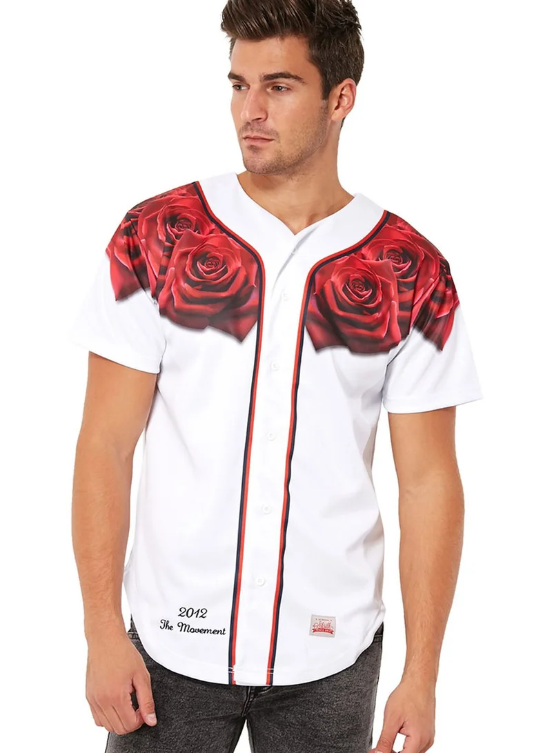 SikSilk Red Rose Baseball Jersey