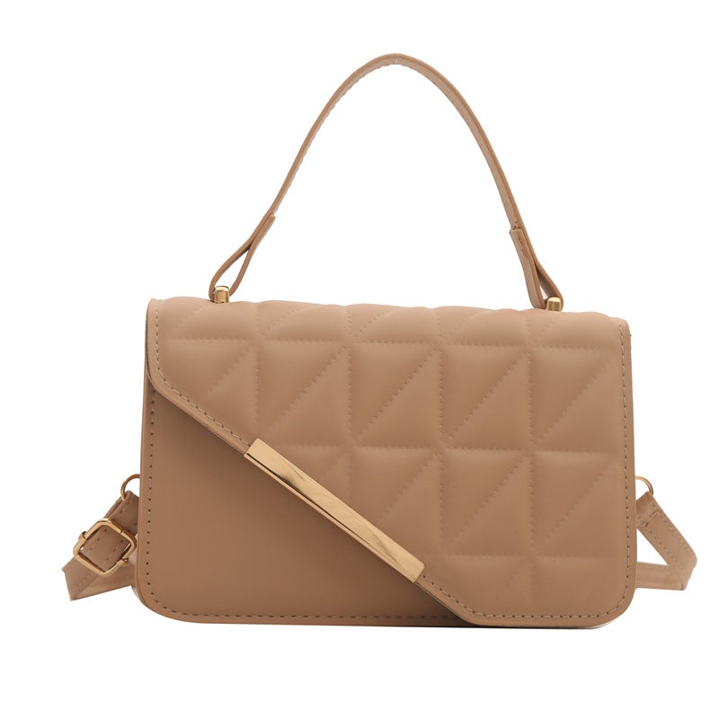 French Style Distinctive Trendy Indentation Bag Women'S New Fashionable Texted Simple Small Square Bag Fashionable Portable Crossbody Bag - Image 1