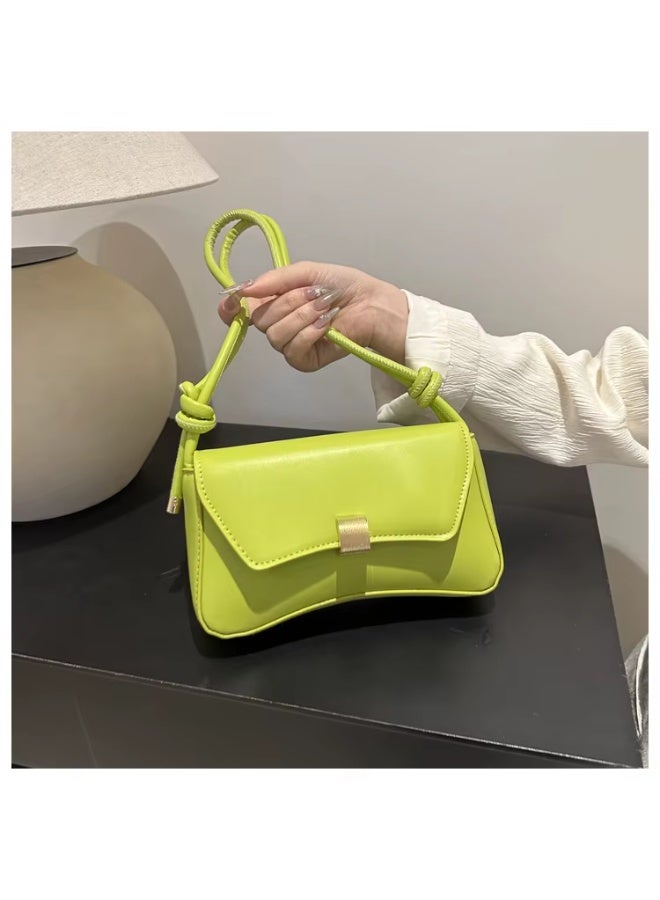 Fashionable Apple Green Vintage Baguette Shoulder Bag for Women – Minimalist Underarm Purse for Daily, College & Outings - Image 3