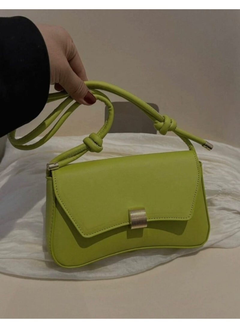 Fashionable Apple Green Vintage Baguette Shoulder Bag for Women – Minimalist Underarm Purse for Daily, College & Outings - Image 4