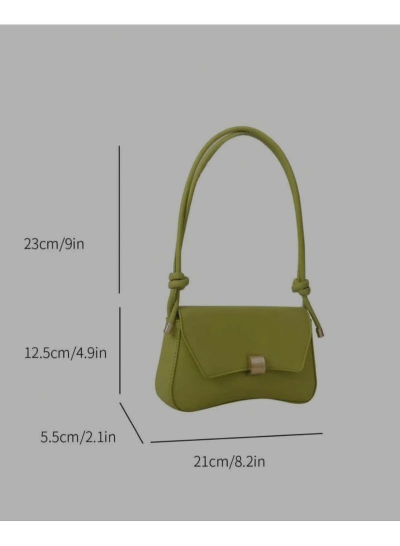 Fashionable Apple Green Vintage Baguette Shoulder Bag for Women – Minimalist Underarm Purse for Daily, College & Outings - Image 5