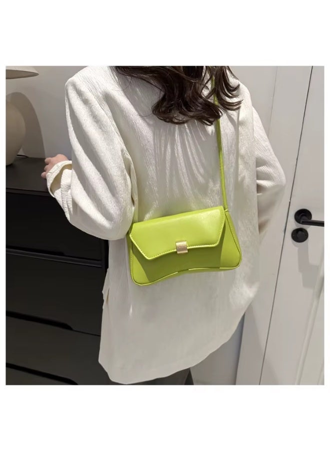 Fashionable Apple Green Vintage Baguette Shoulder Bag for Women – Minimalist Underarm Purse for Daily, College & Outings - Image 1