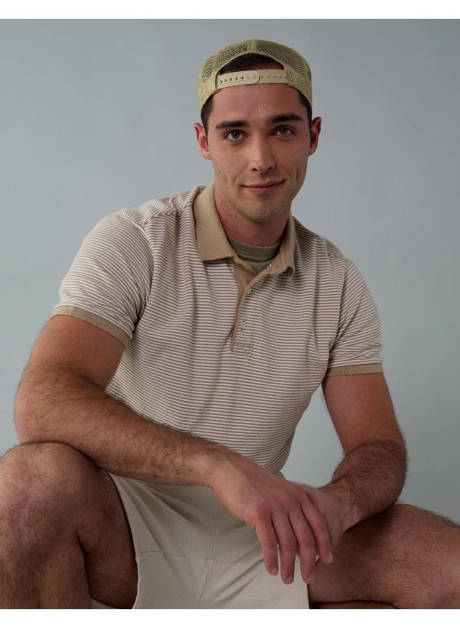 American Eagle AE Flex Pique Striped Polo Shirt - Image 1