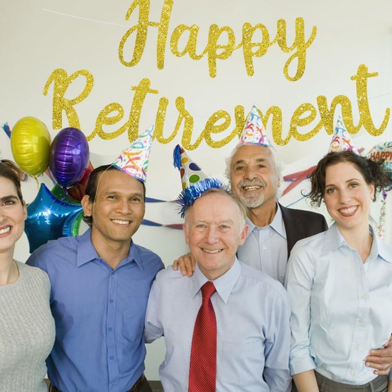 BEISHIDA Gold Glitter Happy Retirement Banner  PreStrung Banner Decoration for Women  Man Party Supplies - Image 5