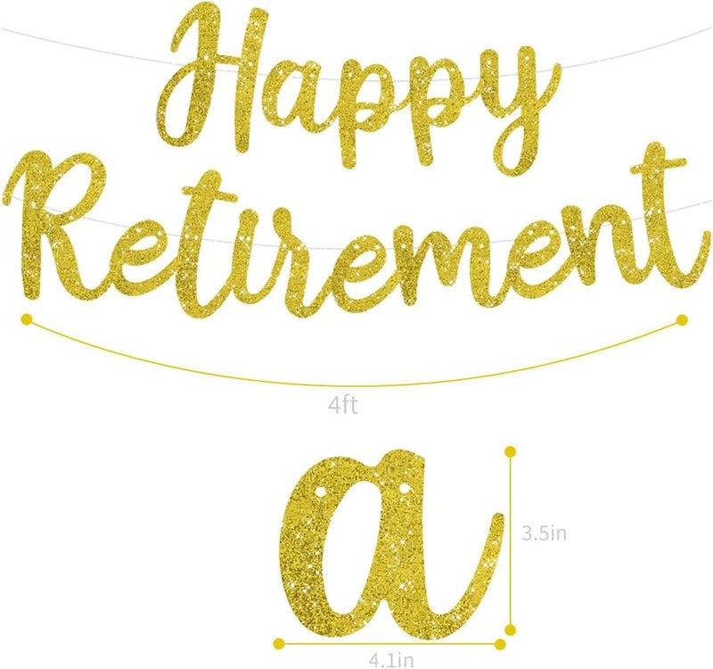 BEISHIDA Gold Glitter Happy Retirement Banner  PreStrung Banner Decoration for Women  Man Party Supplies - Image 2
