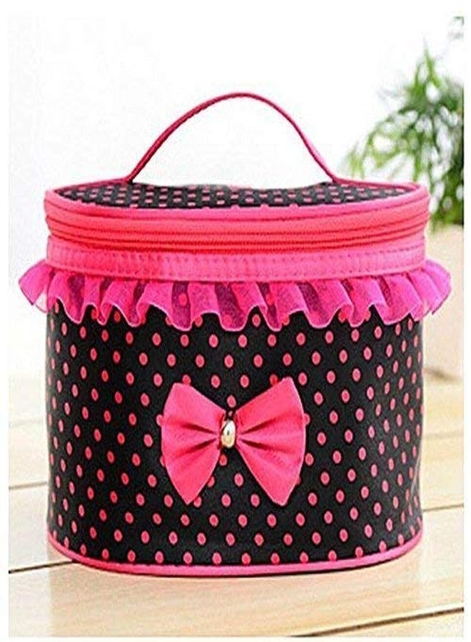 POXEFLIP Bag Bow Section Cosmetic Bags Round Handle Large Capacity Storage Bag Women Multi Function Travel Makeup Case Pouch Toiletry Organizer. - Image 1
