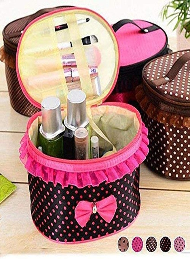POXEFLIP Bag Bow Section Cosmetic Bags Round Handle Large Capacity Storage Bag Women Multi Function Travel Makeup Case Pouch Toiletry Organizer. - Image 2