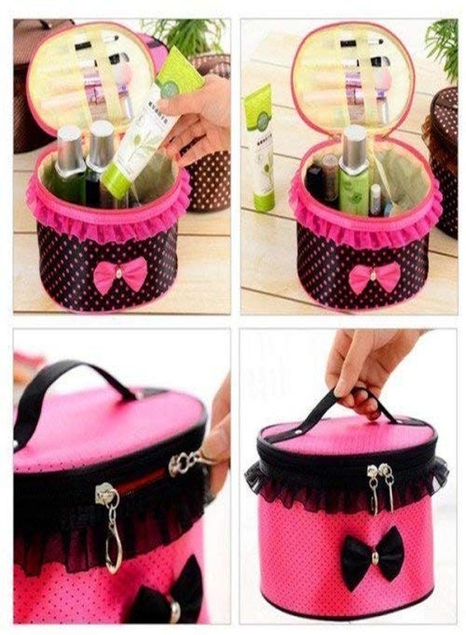 POXEFLIP Bag Bow Section Cosmetic Bags Round Handle Large Capacity Storage Bag Women Multi Function Travel Makeup Case Pouch Toiletry Organizer. - Image 4