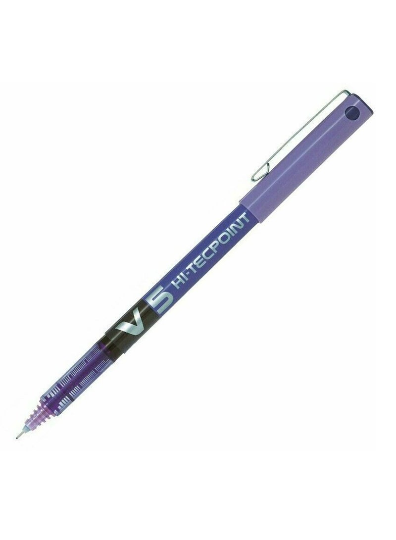 PILOT قلم حبر جاف رولر بول 4 قطع هاي تيك بوينت V5 بحبر بنفسجي - Image 2