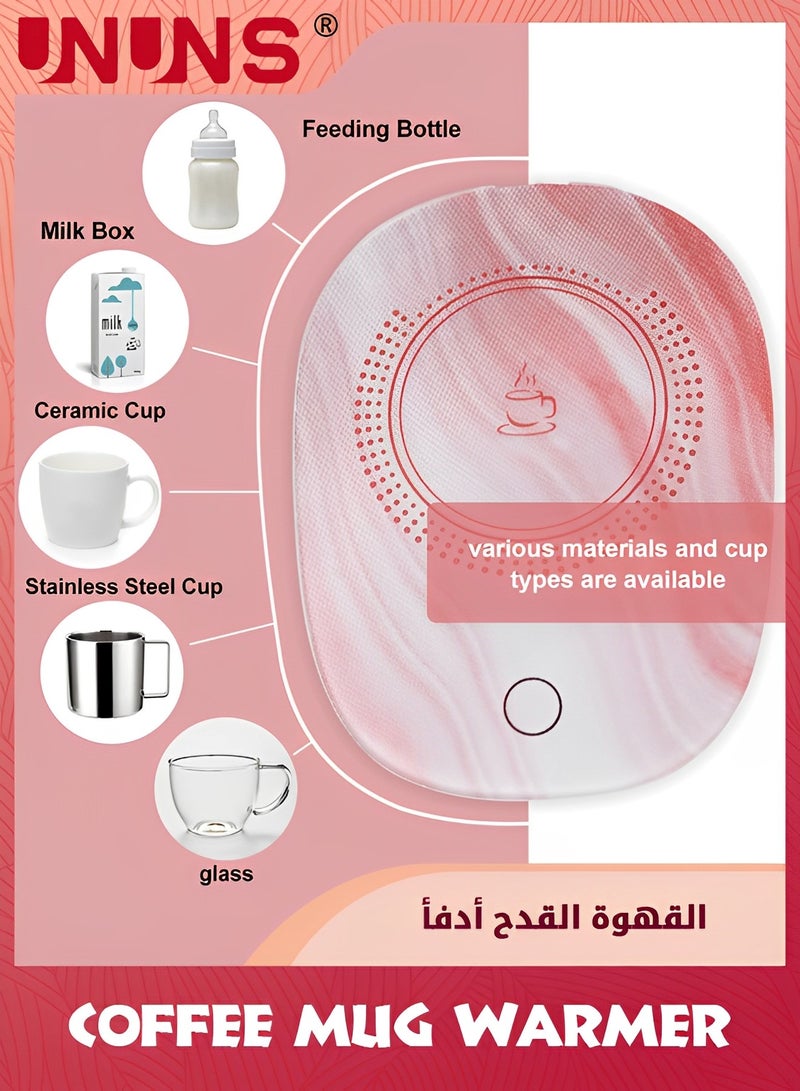 UNUNS Coffee Mug Warmer,Beverage Warmer Set,Auto On/Off Gravity-Induction Coffee Tea Water Milk Warmer,Ceramic Cup Set For Office Home Use,Pink - Image 5