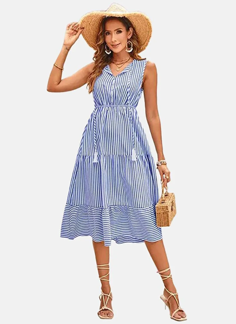 يونيكي Striped Fit & Flare Dress