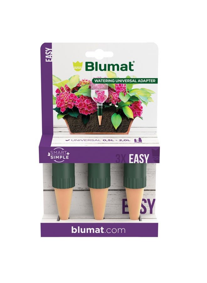 Blumat Bottle Adapter (3 Pack): Self Watering Spikes/Houseplant Watering Stakes, Automatic Irrigation System, Use When On Vacation,Terracotta Spikes to use with Recycled Plastic Water Bottles - Image 1
