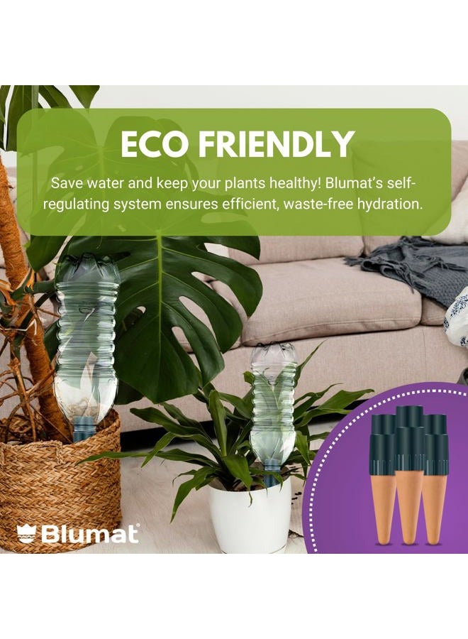 Blumat Bottle Adapter (3 Pack): Self Watering Spikes/Houseplant Watering Stakes, Automatic Irrigation System, Use When On Vacation,Terracotta Spikes to use with Recycled Plastic Water Bottles - Image 2