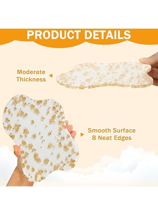 عدة أكواب (كوستر) أكريليك شفافة بتصميم سحابة عصرية مع رقائق ذهبية - حصيرة عازلة للحرارة وصحن ديكور للمجوهرات للمنزل والمكتب - Image 3