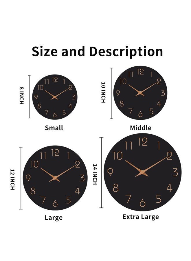 Mosewa Wall Clock - 10 Inch Black Wall Clocks Battery Operated Silent Non-Ticking - Simple Minimalist Style Rose Gold Numbers Clock Decorative for Living Room,Kitchen,Home,Office,Bathroom(10" Black) - Image 2