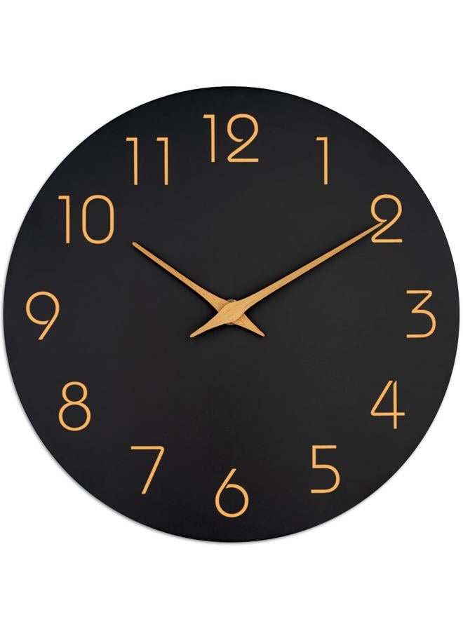 Mosewa Wall Clock - 10 Inch Black Wall Clocks Battery Operated Silent Non-Ticking - Simple Minimalist Style Rose Gold Numbers Clock Decorative for Living Room,Kitchen,Home,Office,Bathroom(10" Black) - Image 1
