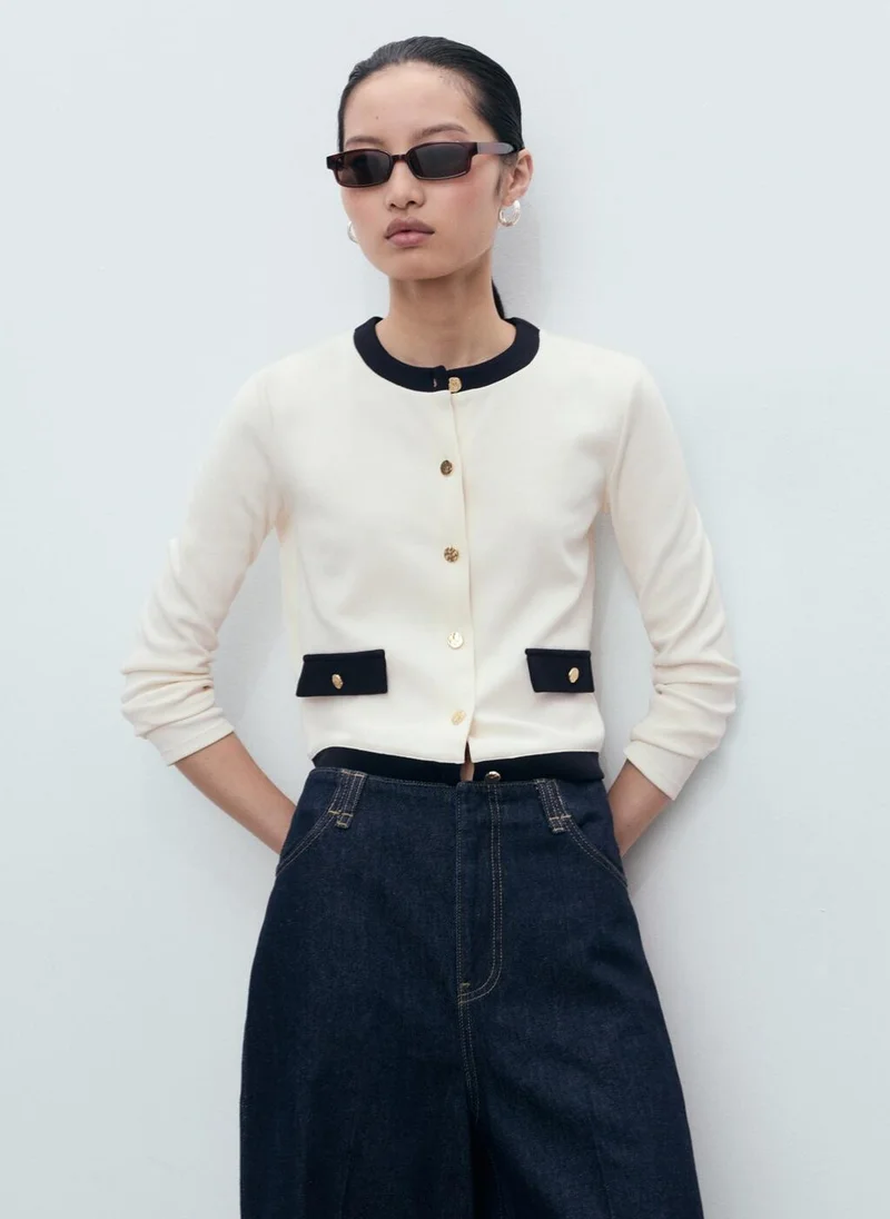 MANGO Contrasting cotton cardigan