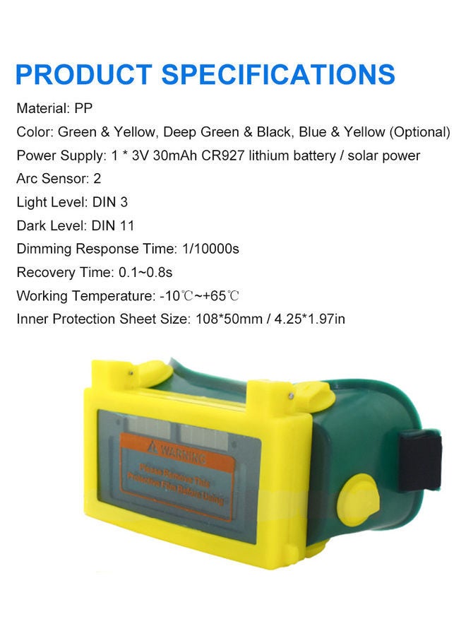 NIBEMINENT Protective Solar Automatic Welding Glasses Green/Yellow - Image 2