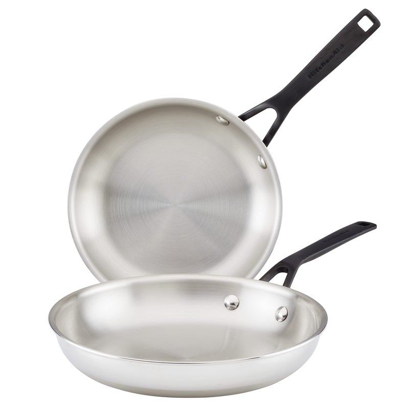 KitchenAid Polished Stainless Steel Frying Pan Set/Skillets - Image 1
