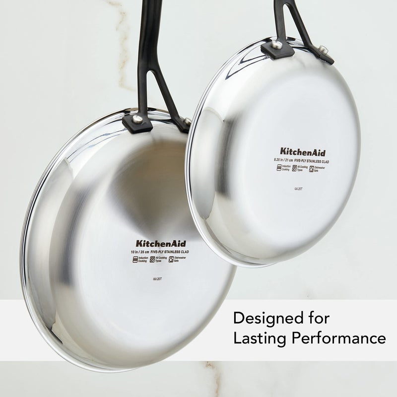 KitchenAid Polished Stainless Steel Frying Pan Set/Skillets - Image 4