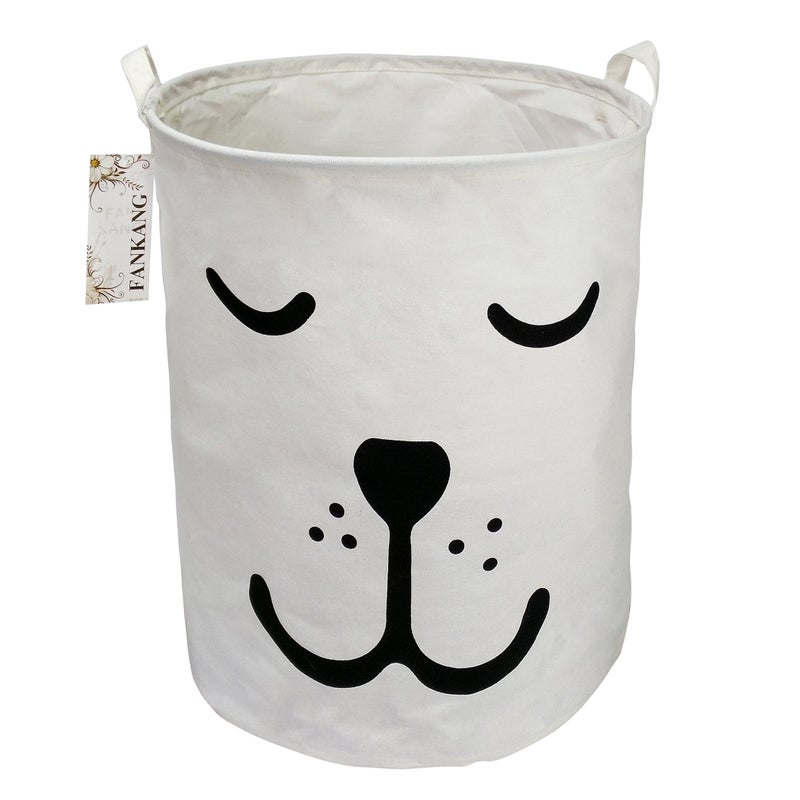 FANKANG Storage Basket, Nursery Hamper Canvas Laundry Basket Foldable with Waterproof PE Coating Large Storage Baskets for Kids Boys and Girls, Office, Bedroom, Clothes,Toysï¼ˆdogï¼‰ - Image 1