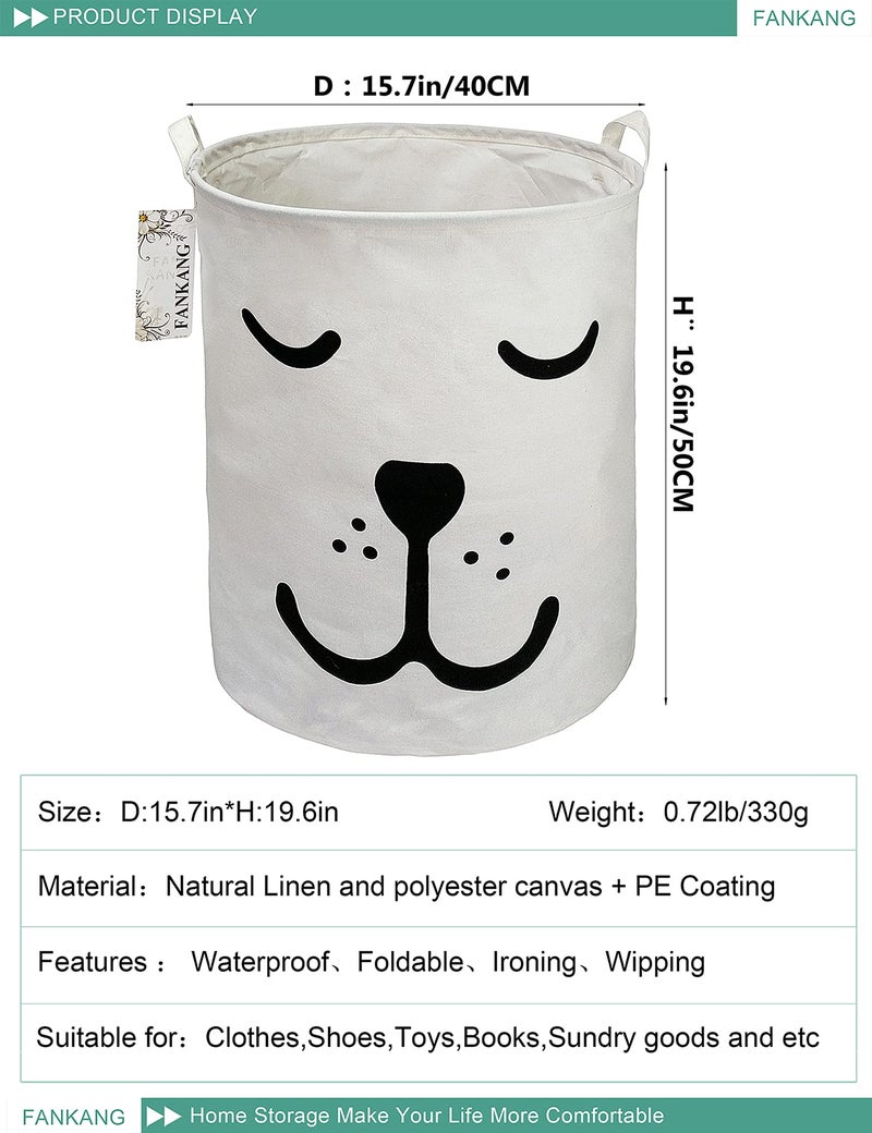 FANKANG Storage Basket, Nursery Hamper Canvas Laundry Basket Foldable with Waterproof PE Coating Large Storage Baskets for Kids Boys and Girls, Office, Bedroom, Clothes,Toysï¼ˆdogï¼‰ - Image 2