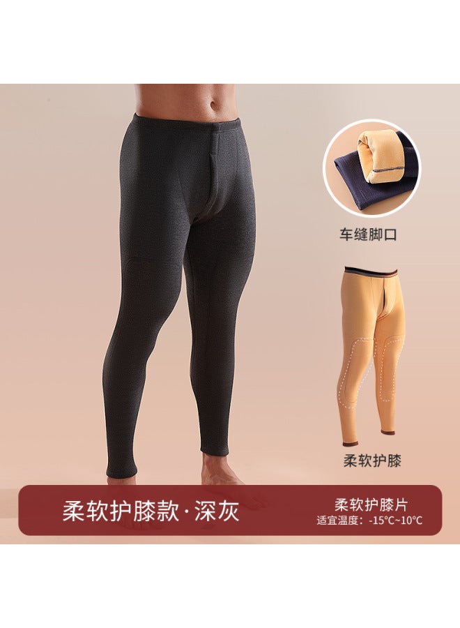 Men's Thermal Pants, Men's Style, Fleece-lined, Thickened, 100% Wool-filled, Knee Protection, Heat-generating Cashmere, Cold-proof Inner Wear