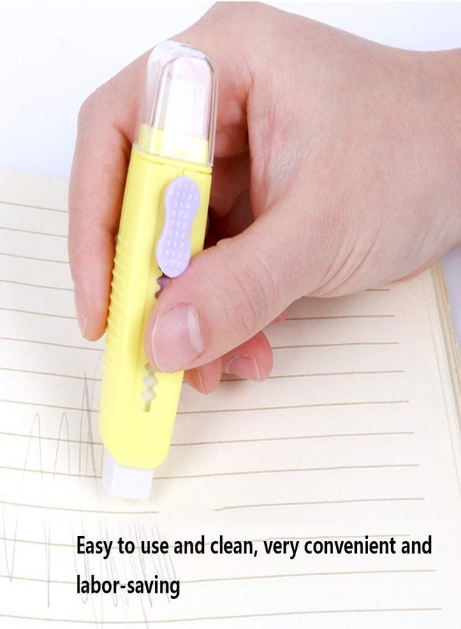 Waremew 8 Pcs Creative Retractable Pencil Erasers with Brush, Colored Push-Pull Rubber Eraser for Students Kids School Office Pencils Painting Drawing Gift Supplies - Image 2