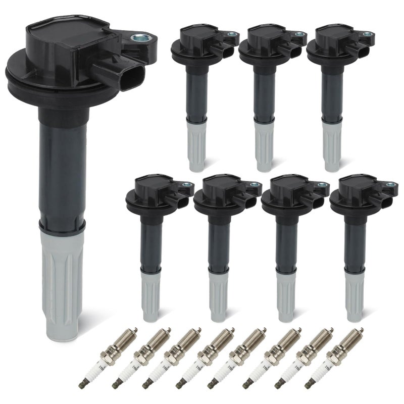 Set of 8 Ignition Coils Pack 8 Iridum Spark Plugs Compatible with 20112016 Ford F150 5L 20112015 Ford Mustang 5L Replace UF622