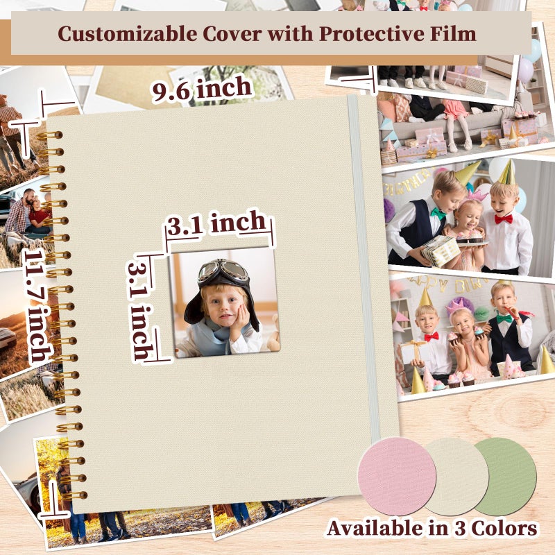 Hiwhy 8.5x11 Inch Scrapbook Photo Album, Linen Cover DIY Scrapbooks with 10 Sheets Plastic Sleeves 20 Pages Memory Book for Wedding Birthday Baby Travel (Beige) - Image 5