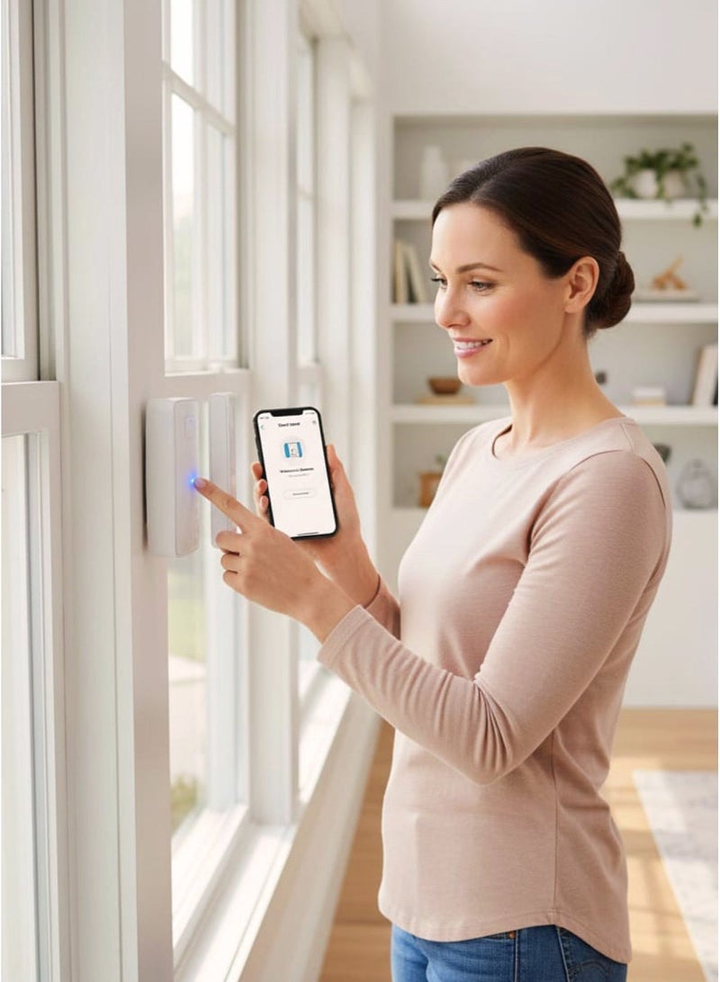Smart Door And Window Sensor Smart Door And Window Alarm Wi-Fi Enabled Wireless Security Sensor Compatible With Google Home & Tuya Instant Mobile Alerts Easy Installation Design Size 93 × 40mm - Image 2