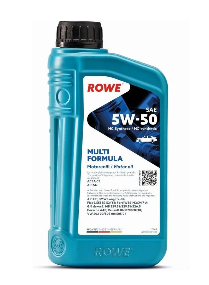 ROWE HIGHTEC MULTI FORMULA SAE 5W-50 -1Ltr, High performance engine oil HC synthetic oil and special additives - Germany 