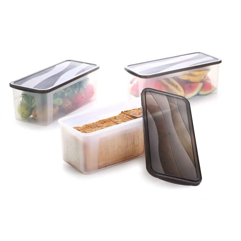 Krupasadhya Bread Box Fridge Storage Plastic ContainerAirtight Leakproof Kitchen Container for Multipurpose Storage 2000 Plastic Bread Container Black Pack Of 3 - Image 1