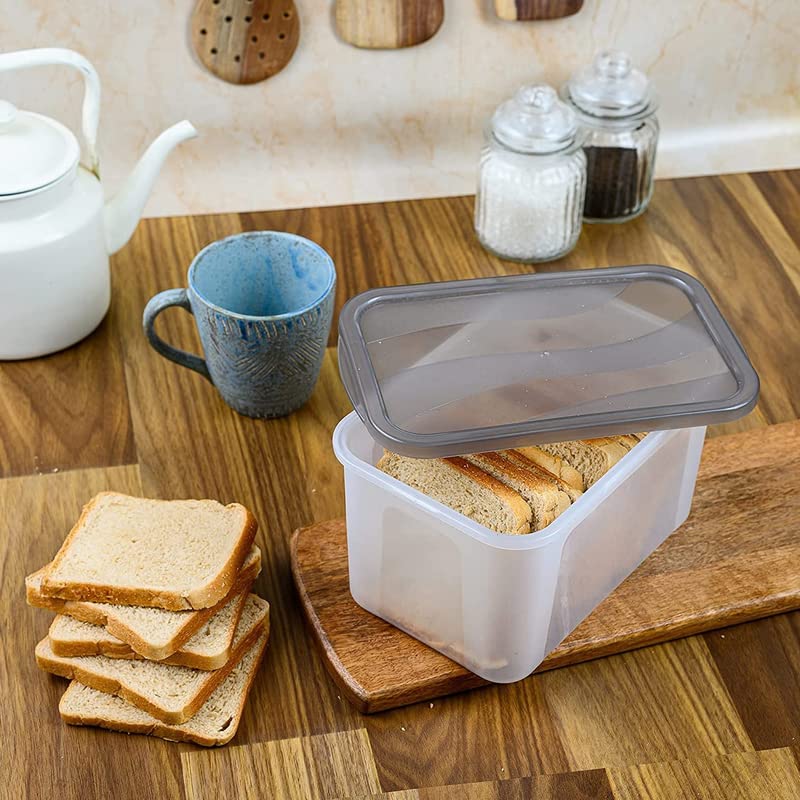 Krupasadhya Bread Box Fridge Storage Plastic ContainerAirtight Leakproof Kitchen Container for Multipurpose Storage 2000 Plastic Bread Container Black Pack Of 3 - Image 5