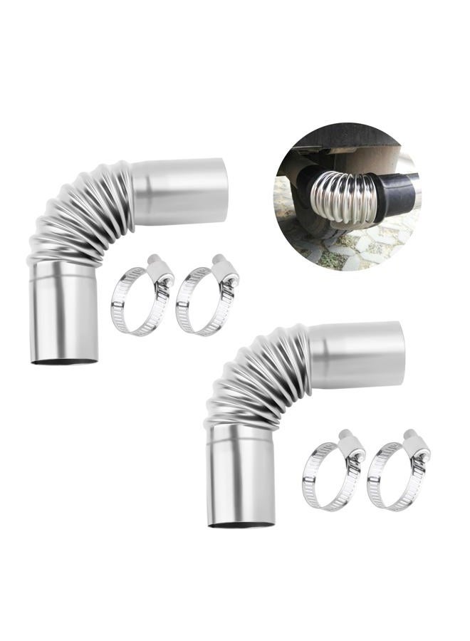 Stacool Diesel Heater Exhaust Pipe Kit,2PCS 24mm Stainless Steel Exhaust Hoses Elbow Connector with 4PCS Hose Clamps,Universal Car Exhaust Repair Kit Diesel Heater Accessories for Diesel Air Heater - Image 1