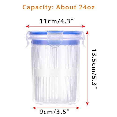 JUXYES Plastic Pickle Jar with Strainer Flip, Transparent Pickle Storage Container with Strainer Insert, Pickle Jar Juice Separator Dry Wet Separation, Pickle And Olive Container with Lock - Image 2