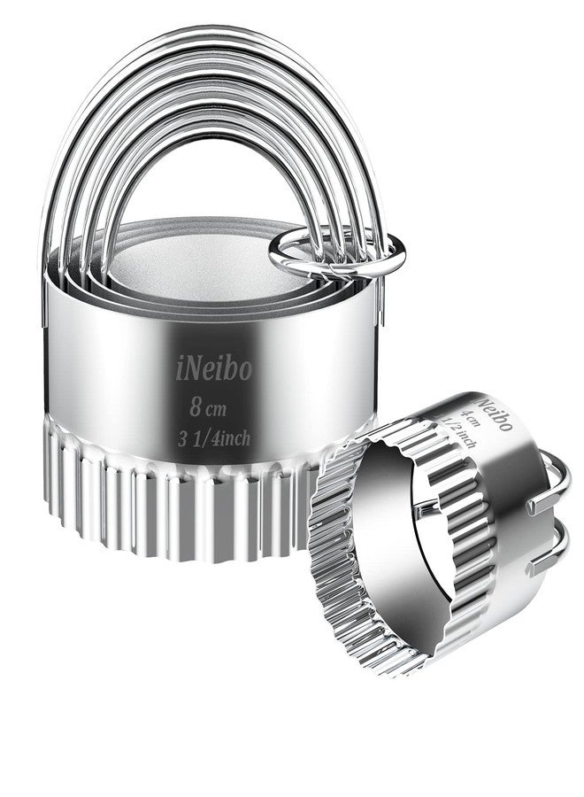 iNeibo Fluted Edge Biscuit Cutter Set - Round Circle Scone, Pastry, and Dough Cutters for Baking, Dumpling Skin, and Fondant - Image 1