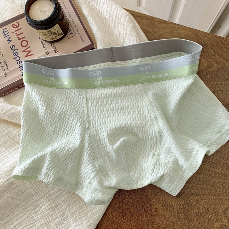 Mens underwear cotton antibacterial baby cotton breathable boxer shorts boys plus size cotton youth boxer shorts Light green  - Image 1