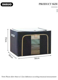 DUNISO 2 Pack Closet Storage Box with Metal Frame, Stackable Flodable Closet Container Organizer with Lids Handle Double & Zippers, Large Capacity Wardrobe Clothes Storage Box with Clear Window for Blanket, Bedding, Clothes, Comforter  - Image 4