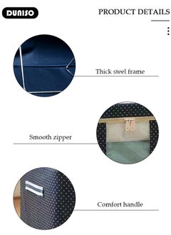 DUNISO 2 Pack Closet Storage Box with Metal Frame, Stackable Flodable Closet Container Organizer with Lids Handle Double & Zippers, Large Capacity Wardrobe Clothes Storage Box with Clear Window for Blanket, Bedding, Clothes, Comforter  - Image 5