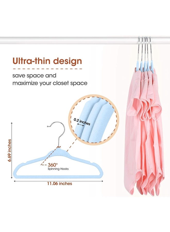 Red Dot Gift Baby Velvet Hangers 11Inch/28cm - Nursery Clothes Hangers Non Slip Toddler Hangers, 360 Chrome Swivel Hook (Baby Blue, 30) - Image 3