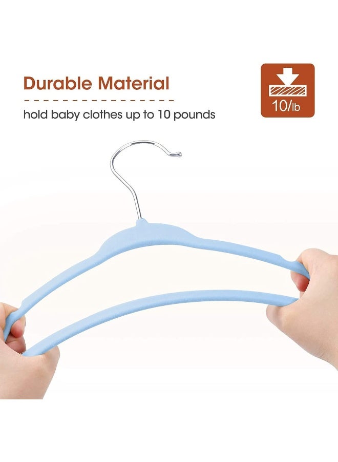 Red Dot Gift Baby Velvet Hangers 11Inch/28cm - Nursery Clothes Hangers Non Slip Toddler Hangers, 360 Chrome Swivel Hook (Baby Blue, 30) - Image 5