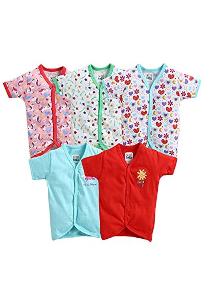 MINITATU Cotton Baby Girl's Regular Fit Vest (Peb320814_6-9 Months_Multicolor4_Multicolored_6 Months-9 Months) - Image 1