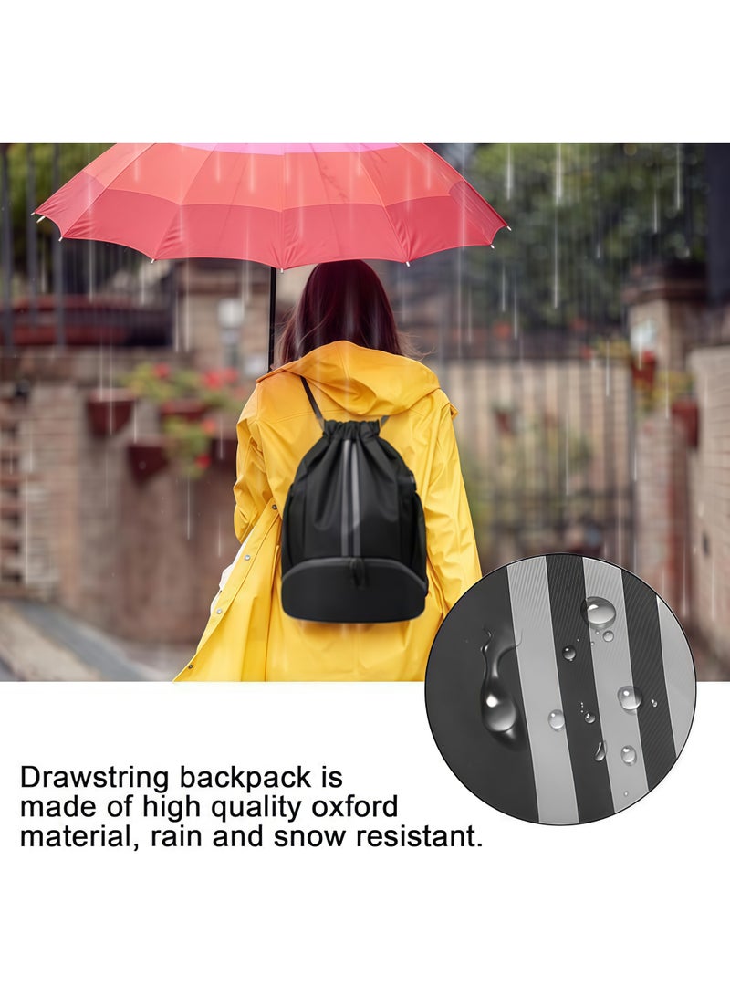 Drawstring Gym Bag, Large Waterproof Sport Backpack for Men and Women, Swim Bag with Shoe Compartment, Heavy Duty Pull String Sack for Basketball, Soccer, Travel, and Outdoor Workouts - Image 3